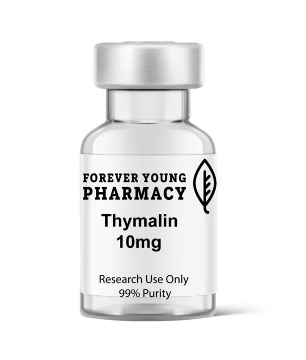 Image of a 10mg vial of Thymalin from Forever Young Pharmacy, known for its high-quality health supplements, peptides, and peptide purity testing.