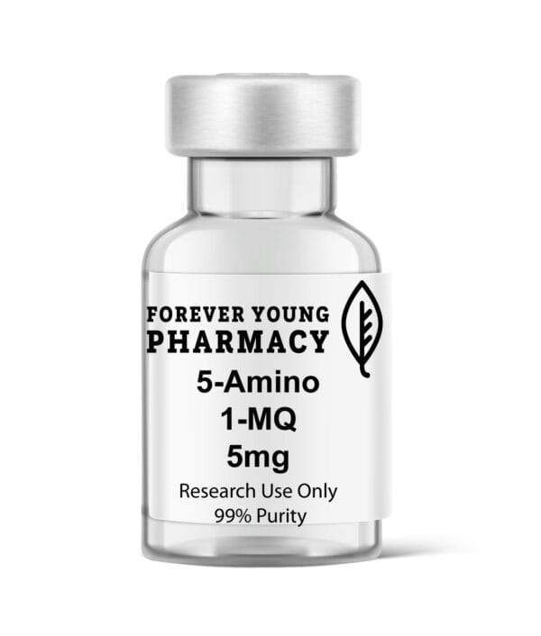 A vial of 5-amino 1-mq 5mg from Forever Young Pharmacy