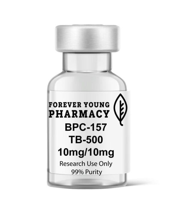 A vial of BPC-157 and TB-500 10mg from Forever Young Pharmacy