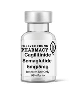 A vial of cargilitinide semaglutide 5mg from Forever Young Pharmacy