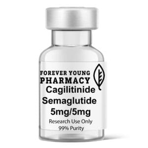 A vial of cargilitinide semaglutide 5mg from Forever Young Pharmacy