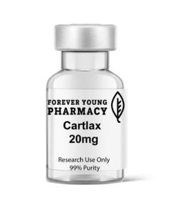 A vial of Cartlax 20mg from Forever Young Pharmacy