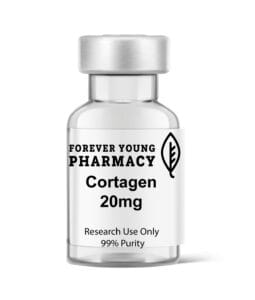 A vial of Cortagen 20mg from Forever Young Pharmacy