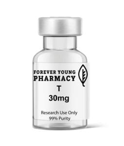 A 3mL vial of T 30mg from Forever Young Pharmacy